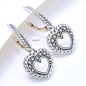 John Hardy JAI Kalahari Heart Hoop Sterling Silver Earrings 1-1/4" NIB